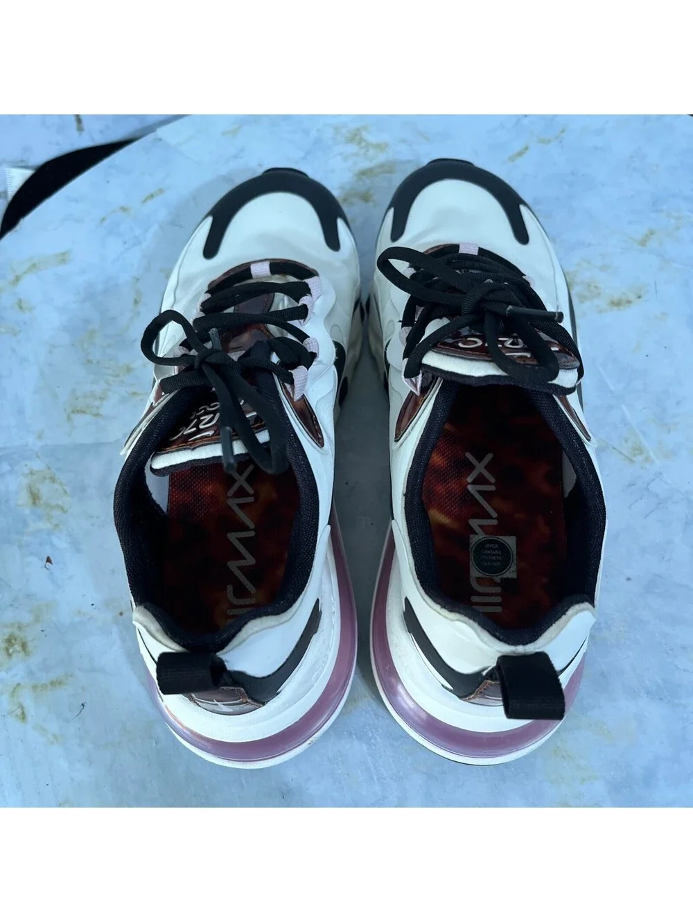 Nike Air Max 270 React Womens Size 8 Shoes White Black Athletic Trainer Sneakers
